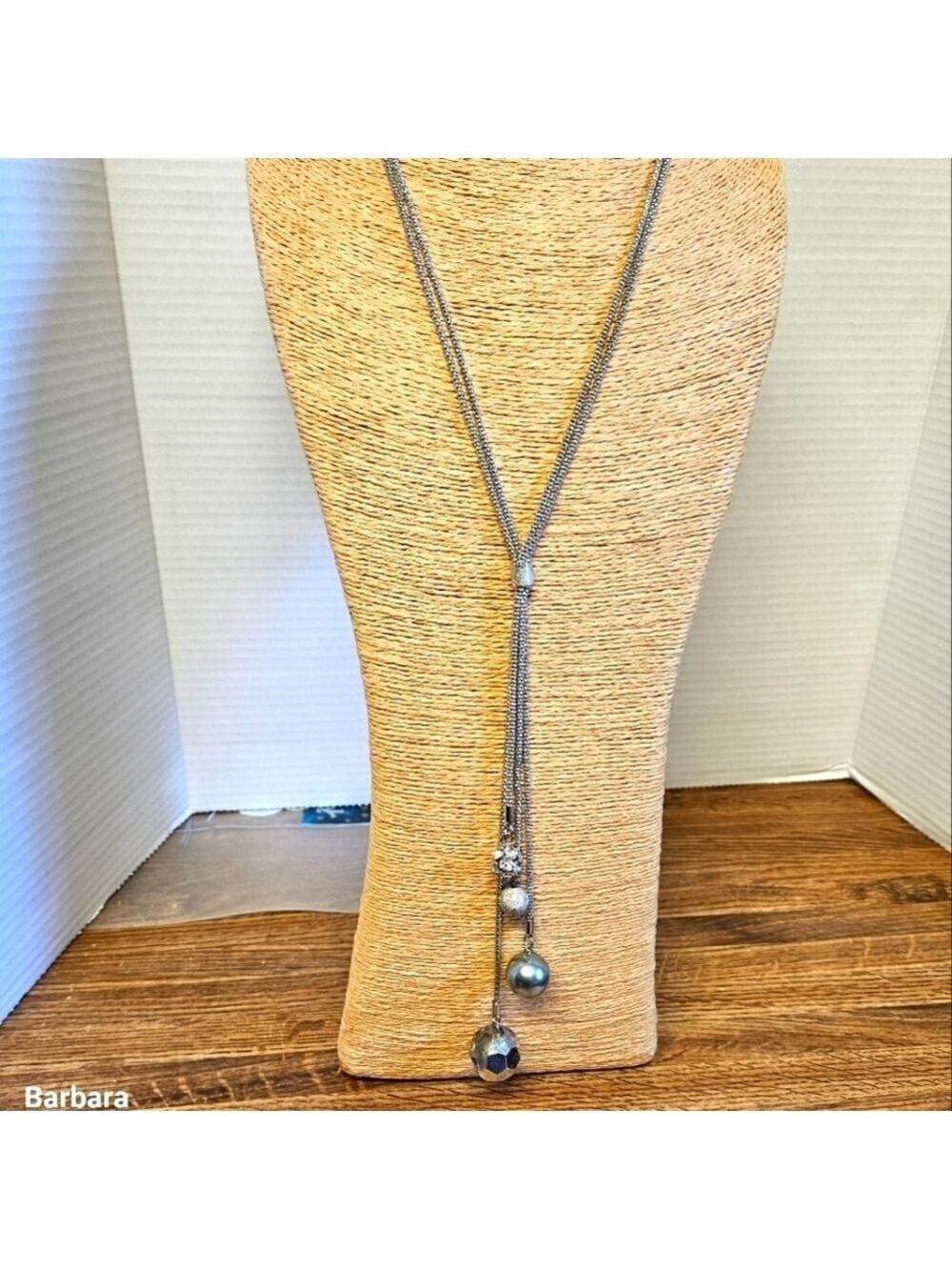 Retired Lia Sophia Silver 4-strand Crystal & Bead Celestial Necklace